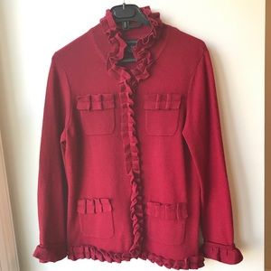 Red Cashmere Cardigan Sweater-- Luxury